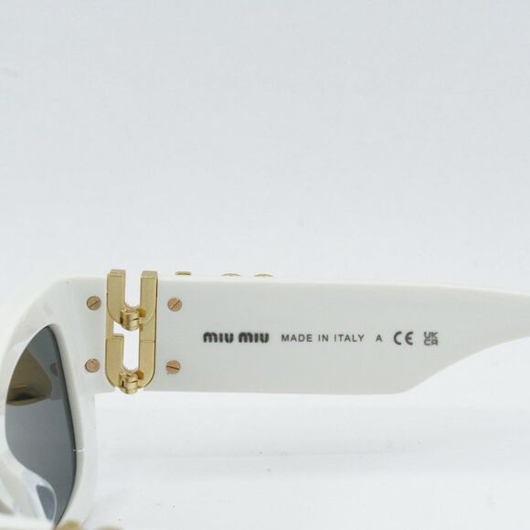 NEW MIU MIU MU09WS 1425S0 WHITE DARK GREY SUNGLASSES - Picture 11 of 15